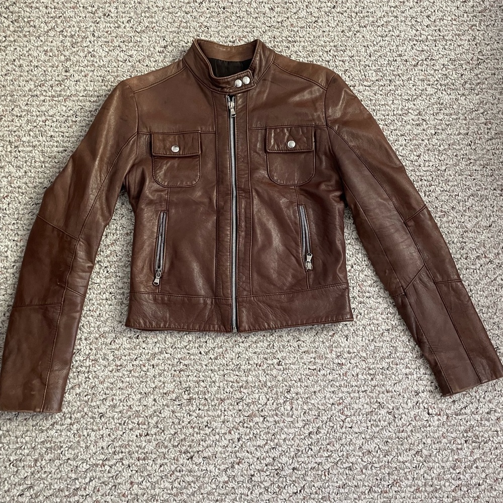 Brown leather jacket